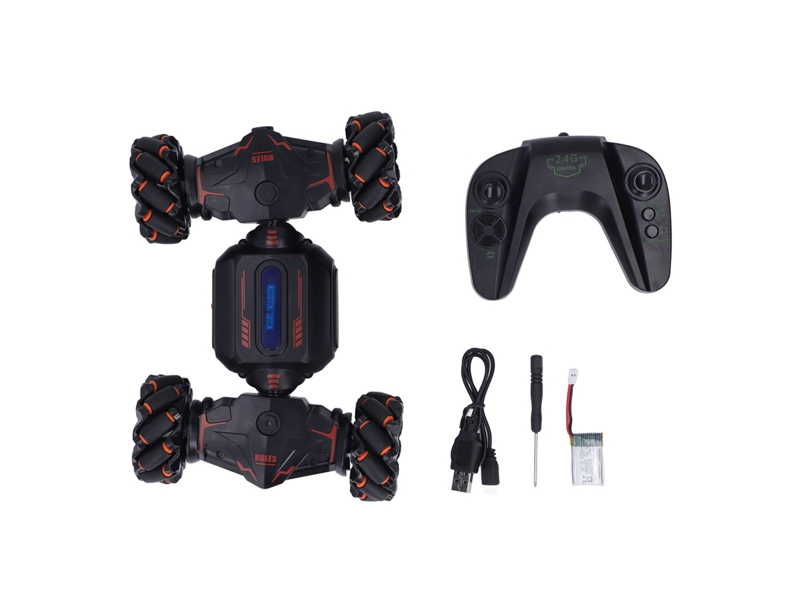 Ats coche Rc com Sensor de Gesto, Carro Stunt com Rotação de 360°, Controle Remoto 2.4g com Luz para Crianças de 8+ Anos Laranja