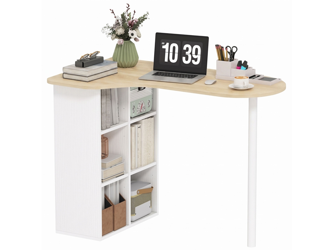 Mesa De Computador Moderna Em Madeira, Irregular, 100 X 59 Cm, Carvalho