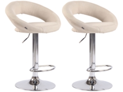 Conjunto de 2 bancos de bar Olinda em tecido creme/cromo CLP