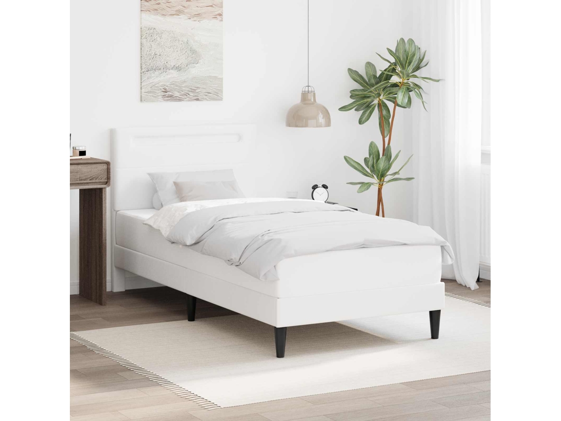 Vidaxl Estrutura da Cama Branco 90 X 200 Cm Couro Sintético