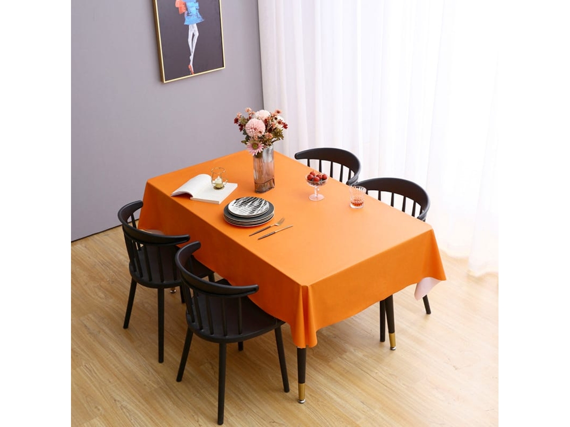 Mantel Retangular De Pvc Resistente À Água E Óleo 54x108 Polegadas Laranja Para Mesa, Festa E Camping