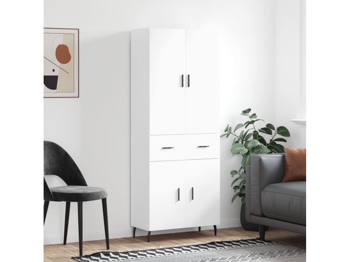 Vidaxl Armário Alto 69,5x34x180 Cm Derivados De Madeira Branco