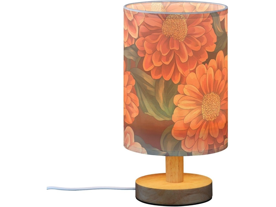 Abajur Laranja Floral Table Frodotgv com Cúpula para Adultos