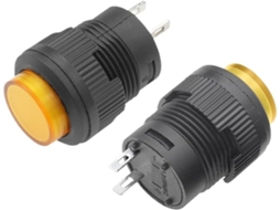Interruptor De Botão Com Travamento Automático, Amarelo, 16mm, Não Iluminado, 2 Pinos, R16-503