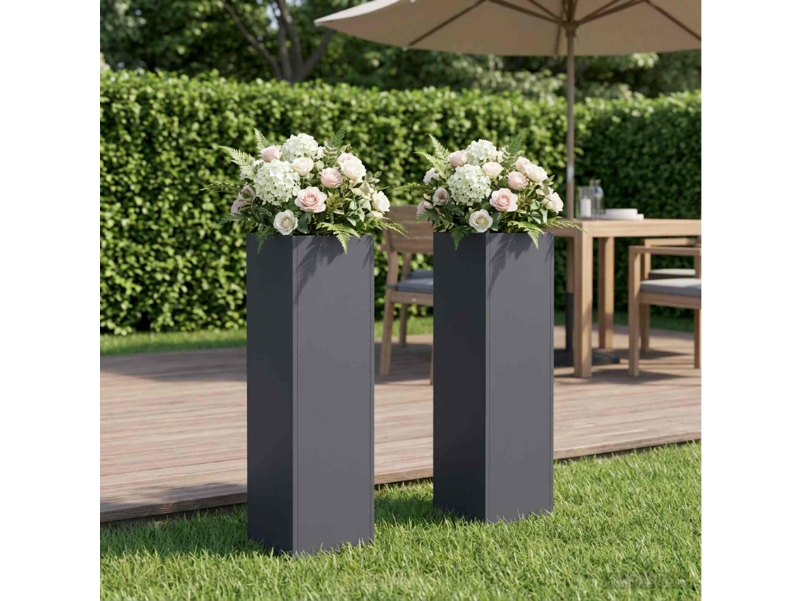 Vidaxl Vaso De Jardim 2 Unid. Antracite 20 X 20 X 75 Cm