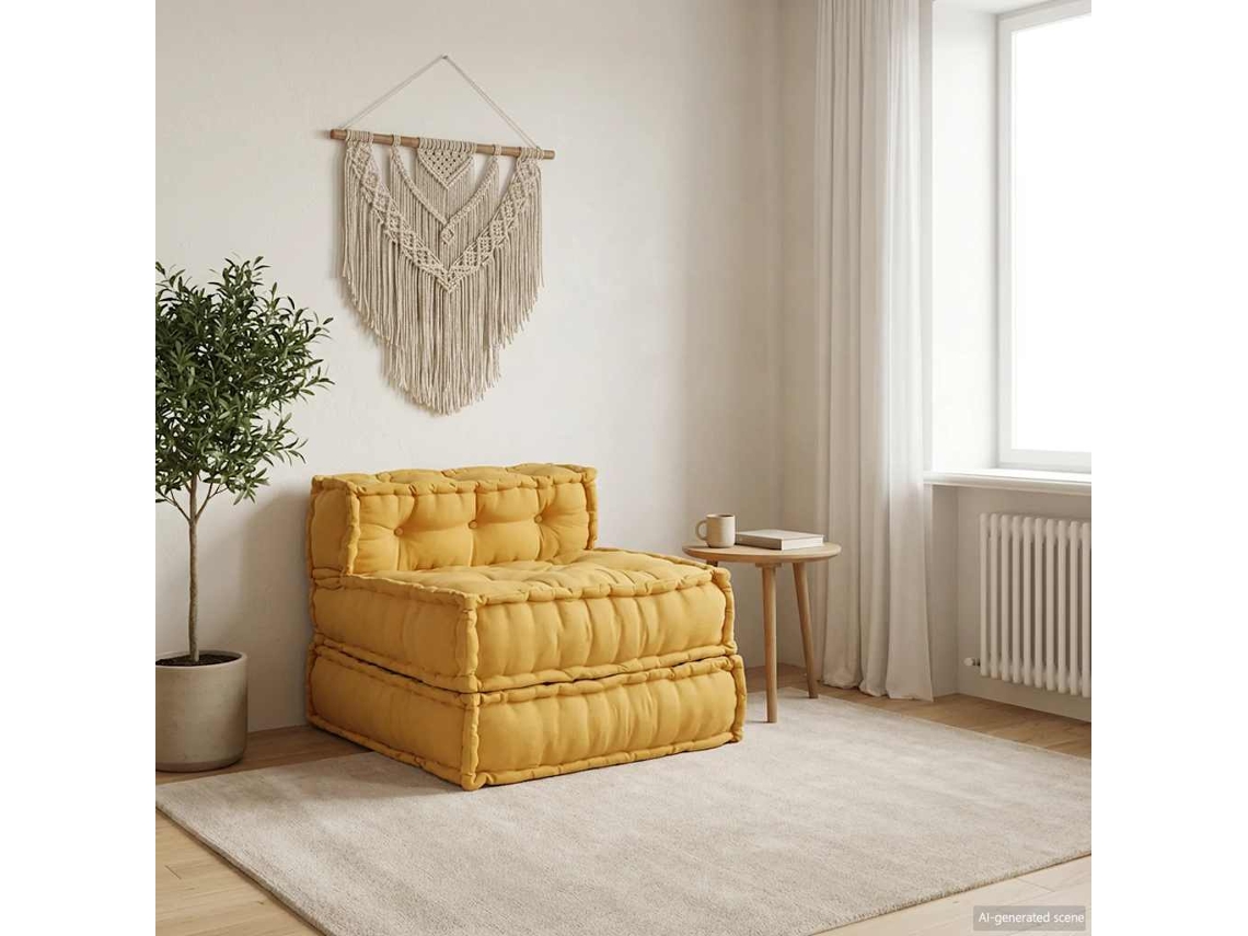 Vidaxl Sofá Modular Amarelo 70x70x54 Em Tecido