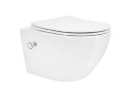 Sanita Suspensa Sem Aro Nano-Revestimento Branco Comprido para Casa de Banho LUXEBATH