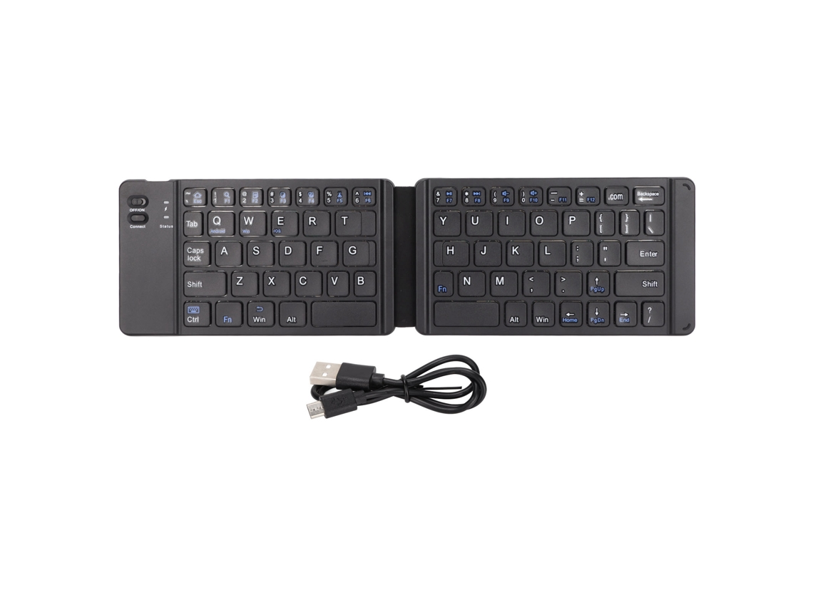 Teclado Bluetooth dobrável (sem fio, portátil, de bolso, dobrável) compatível com iOS/Windows...