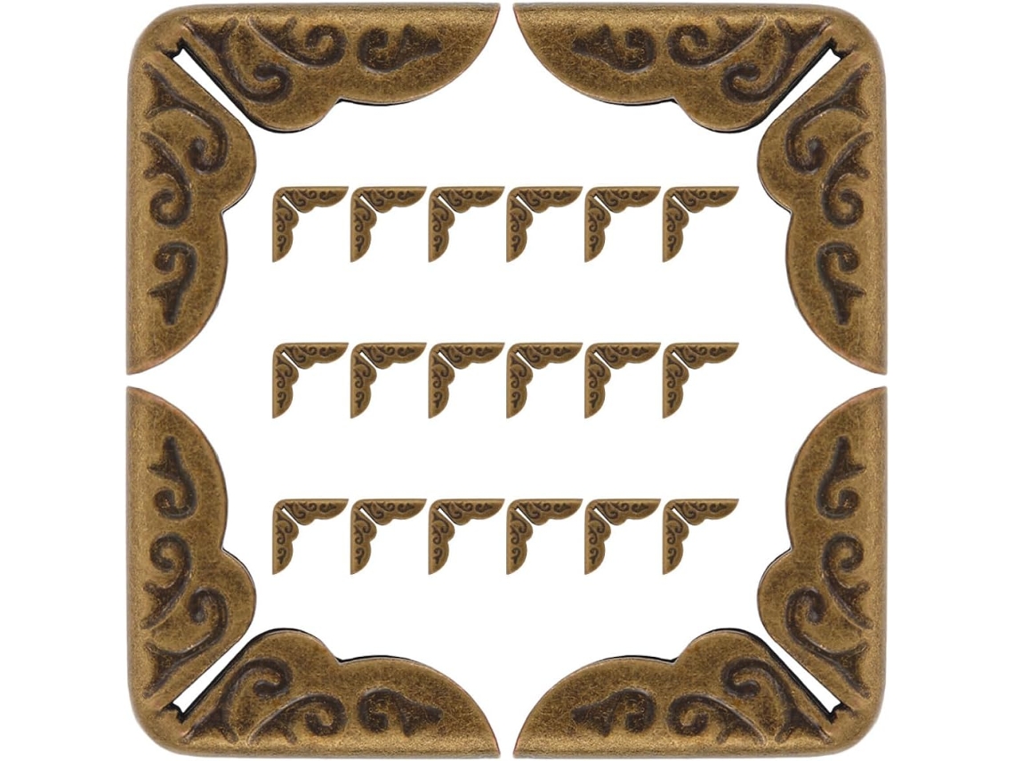 50 Peças Protège - Coins Vintage En Fer Doré 14mm - Proteção Fina Para Álbuns Fotos