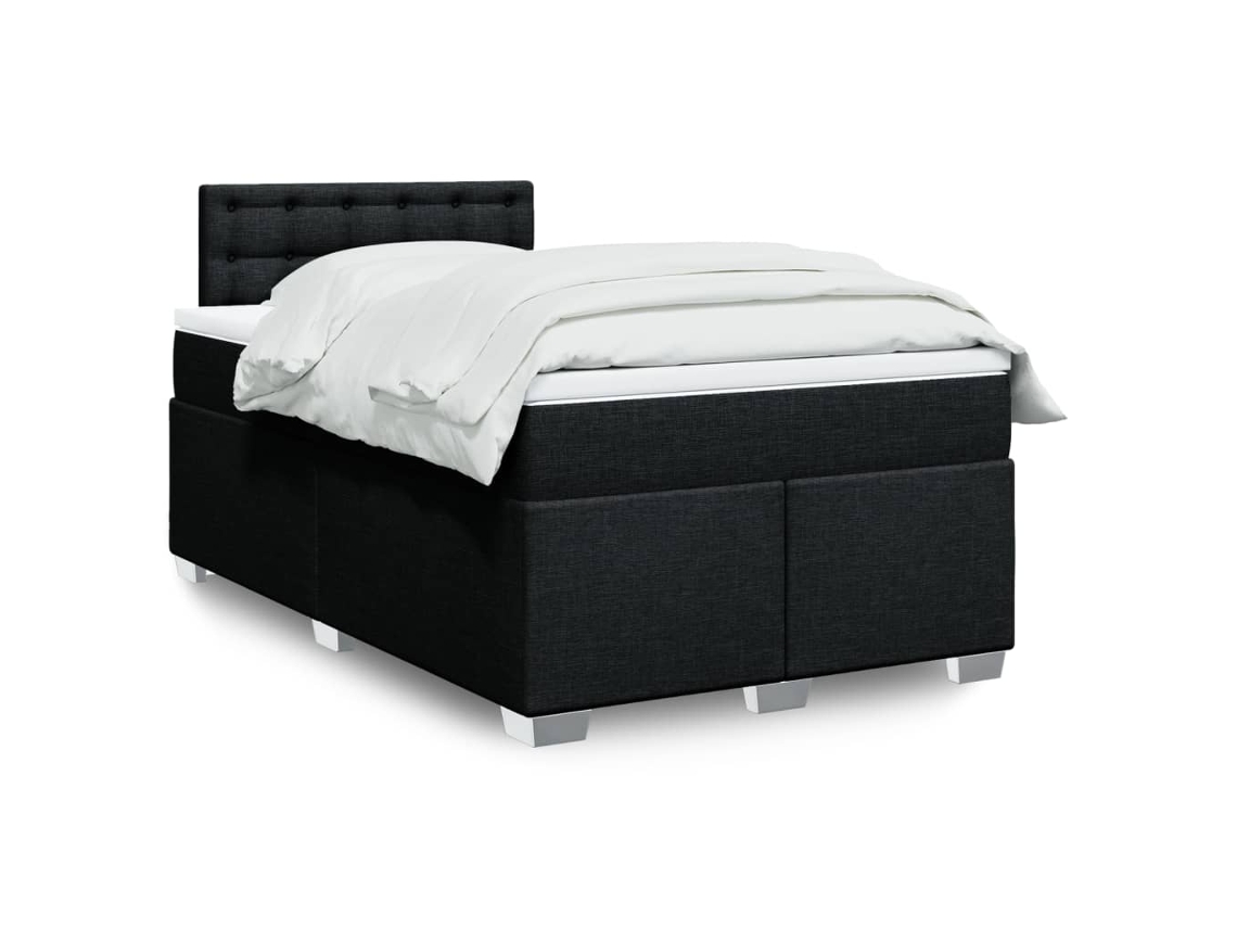 Vidaxl Cama Boxspring Com Colchão 120x190 Cm Tecido Preto