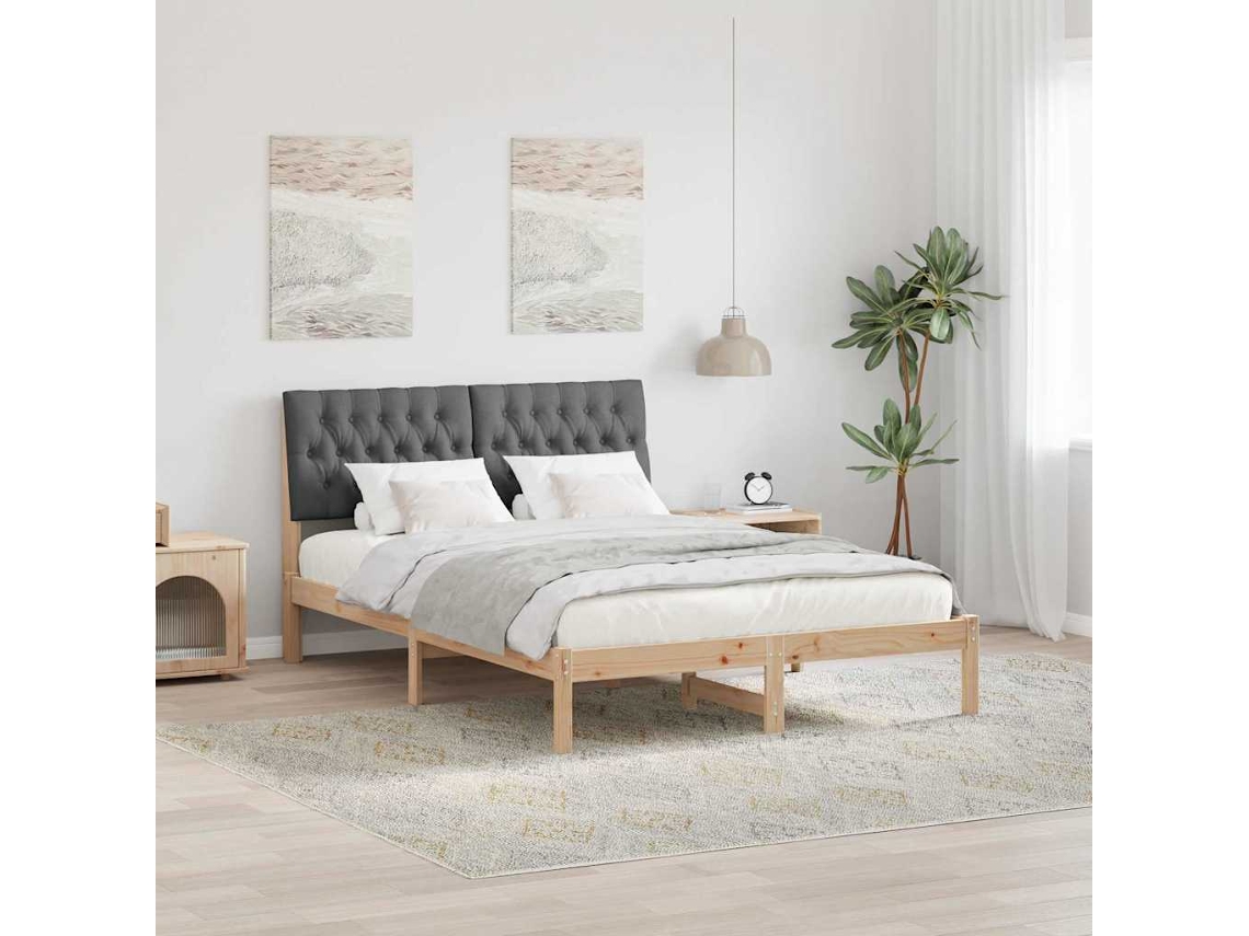 Vidaxl Estrutura De Cama Com Cabeceira Estofada Castanho 150 X 200 Cm