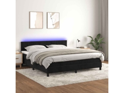 Vidaxl Cama Box Spring C/ Colchão/led 160x200 Cm Veludo Preto