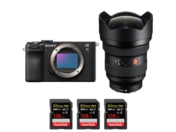A7c Ii Preto + Fe 12 24mm F/2.8 Gm + 3 Sandisk 128gb Uhs ii 300mb/s Máquina Fotográfica Híbrida + Ebook “20 Dicas para Fotos Que Impressionam” SONY