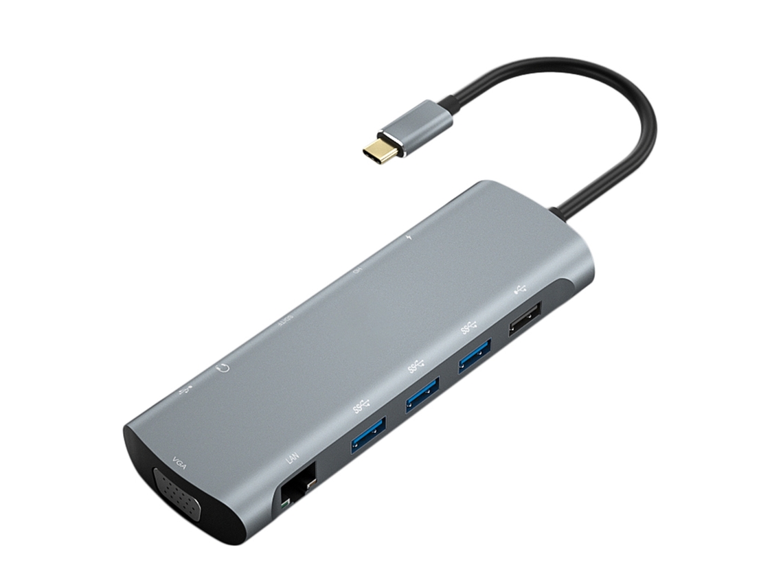 Docking Station (carregamento Pd, Vídeo Hd) Tipo C Para Pd+hd+vga+usb3.0*3+usb2.0+ty...