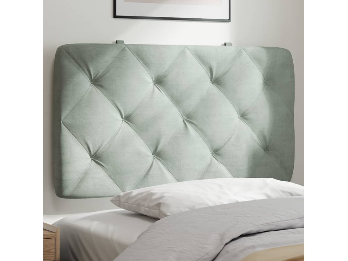 Vidaxl Almofadão De Cabeceira 80 Cm Veludo Cinzento-claro