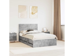Vidaxl Estrutura Da Cama Cinzento 135 X 190 Cm Madeira De Engenharia