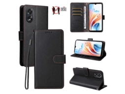 Capa De Celular Carteira Tripla Em Couro Com Textura De Lichia E Bloqueio Rfid Para Oppo A38 / Oppo A18