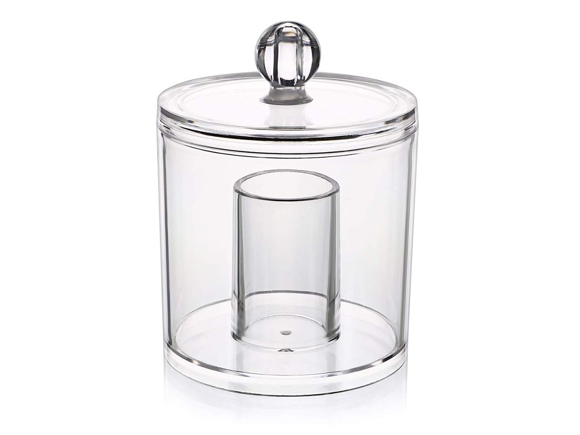 Organizador de algodão com tampa, pote de acrílico transparente, para bolas de algodão e cotonetes, multiuso.