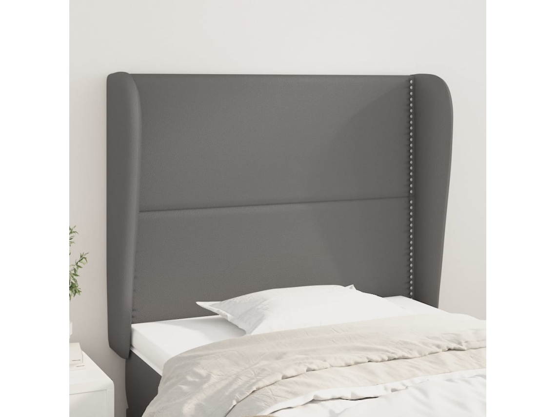 Cabeceira Cama C/ Abas Couro Artif. 103x23x118/128 Cm Cinzento
