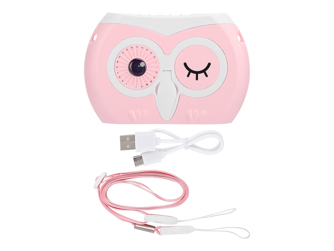 V Entilador De Pescoço (três Velocidades, Portátil Pendurado No Pescoço) Ventilador De Pescoço Coruja Cor Rosa