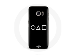 Capa para Samsung Galaxy S6 Edge Squid Game logotipo símbolos círculo quadrado triângulo Fundo preto