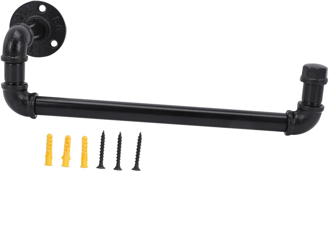 Suporte De Toalhas Orfofe Em Ferro Fundido Resistente, Com Acabamento Rústico Preto, Ideal Para Banheiro, Cozinha E Sala
