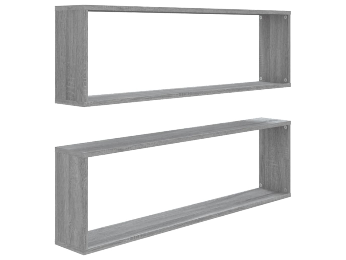 Conjunto de Prateleiras Cubo 2 Peças Derivado da Madeira Cinza Sonoma MAISON EXCLUSIVE (100x15x30 cm)