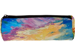 Estojo Lápis Com Estampa De Tulipa E Pintura A Óleo, Ideal Material Escolar, Organizador De Mesa E Nécessaire