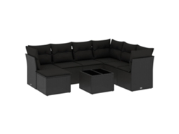 Maison Exclusive - 8 Pcs Conjunto Sofás De Jardim Com Almofadões Vime Pe Preto