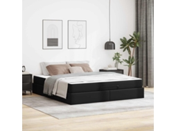 Vidaxl Estrutura De Cama Com Colchão Outros 2 Unid. Preto Pvc