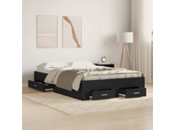 Vidaxl Estrutura Da Cama Com Gaveta Carvalho Preto 120 X 190 Cm