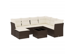 Maison Exclusive - 8 Pcs Conjunto Sofás De Jardim C/ Almofadões Vime Pe Castanho