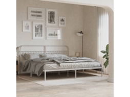 Vidaxl Estrutura De Cama Com Cabeceira 200x200 Cm Metal Branco