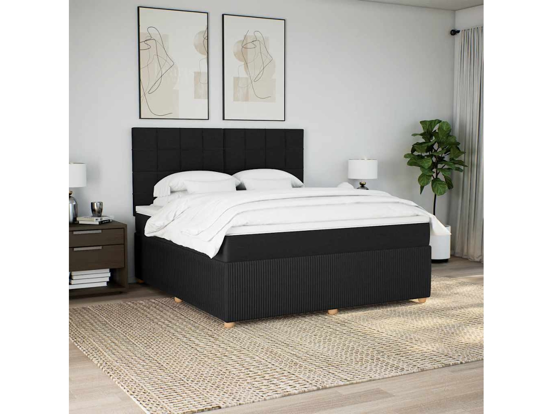 Vidaxl Cama Com Molas/colchão 180x200 Cm Tecido Preto