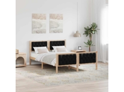 Vidaxl Estrutura Da Cama Preto 140 X 190 Cm Madeira De Pinheiro Sólida