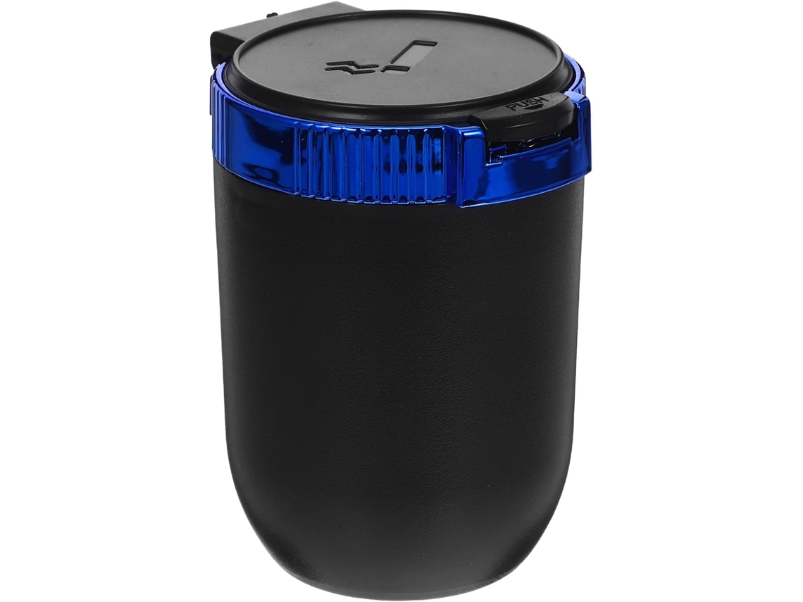 Cinzeiro Para Carro Em Aço Inoxidável E Abs Com Tampa Azul, Fácil De Transportar, Com Luz Noturna.