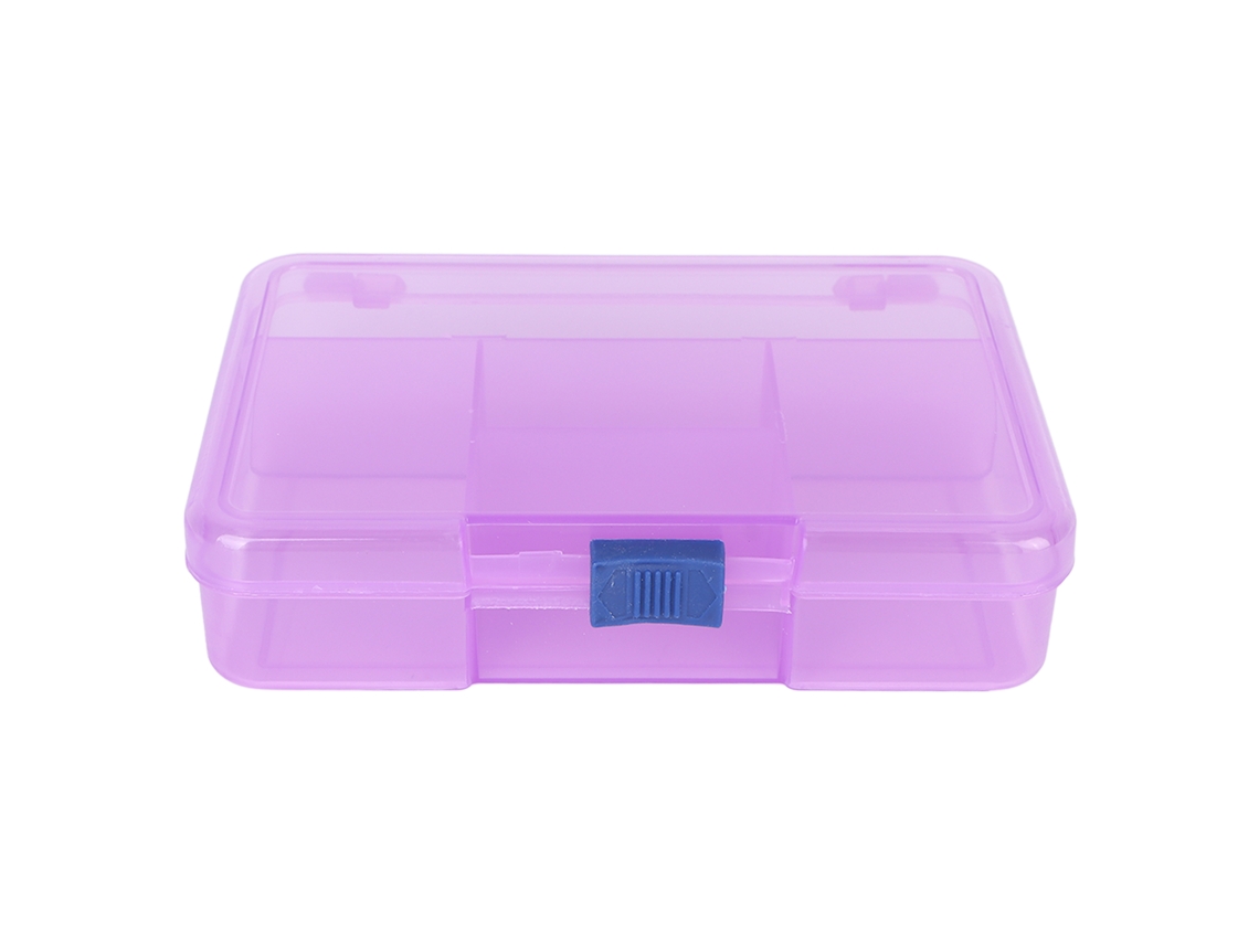 Organizador De Caixa Com Grade E Fecho Deslizante Roxo, 5 Compartimentos Para Anéis, Brincos E Unhas Postiças
