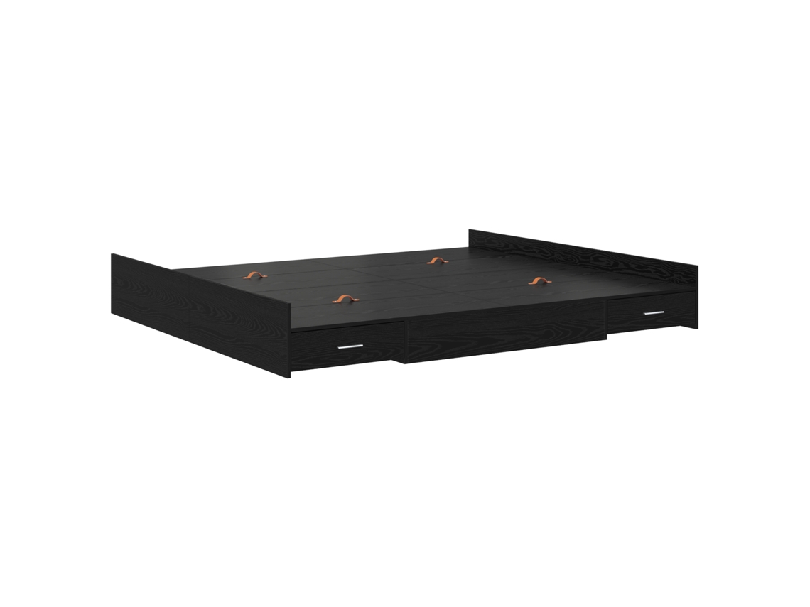 Conjunto 1 Estrutura De Cama Moderna Vidaxl Preto Madeira De Pinho Maciça (200 X 200 Cm)