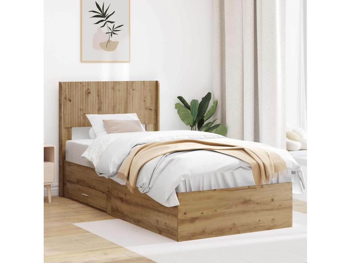 Vidaxl Estrutura De Cama Com Armazenamento E Cabeceira