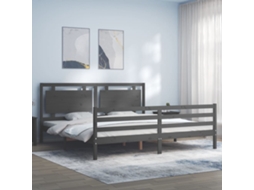 Vidaxl Estrutura De Cama Com Cabeceira 200x200 Cm Madeira Maciça Cinza
