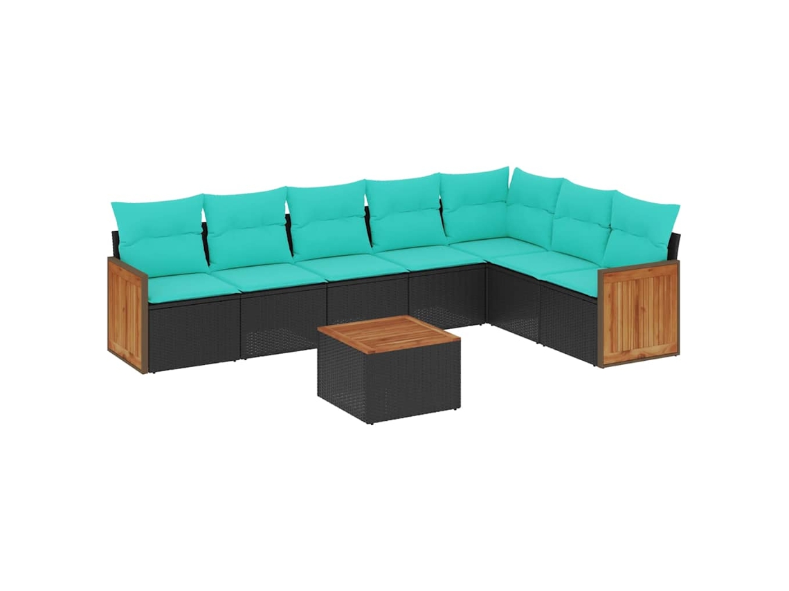 Conjunto de Sofá de Jardim, 9 Peças, Almofadas, Rattan Marrom MAISON EXCLUSIVE