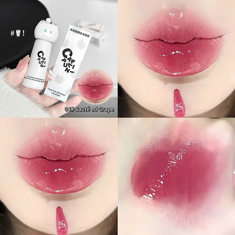 Gloss Labial Com Tema De Gato, Hidratante, Suave, De Longa Duração E Fácil De Aplicar.
