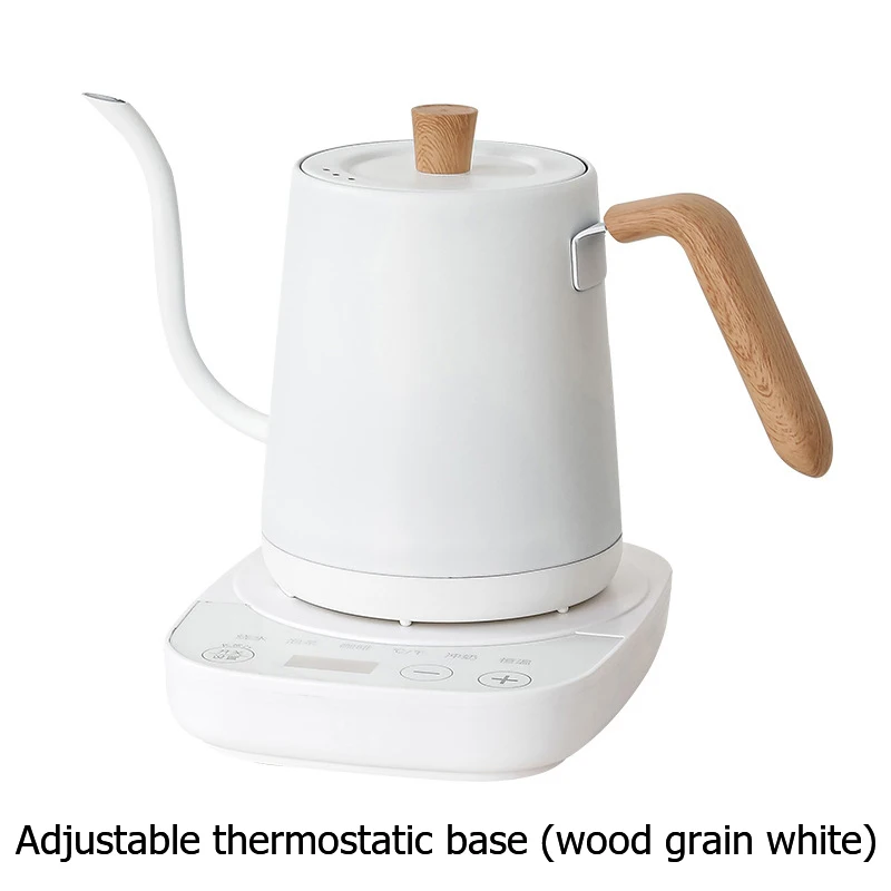 Cafeteira de 800ml, chaleira de aço inox, com design de madeira branca, MDUG