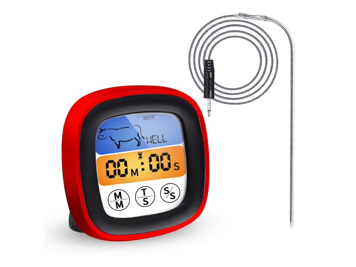 Termômetro de Grelha À Prova D'água com Sonda, Timer e Tela Sensível Ao Toque, para Uso em Alimentos Carnes. AQUAFORGE