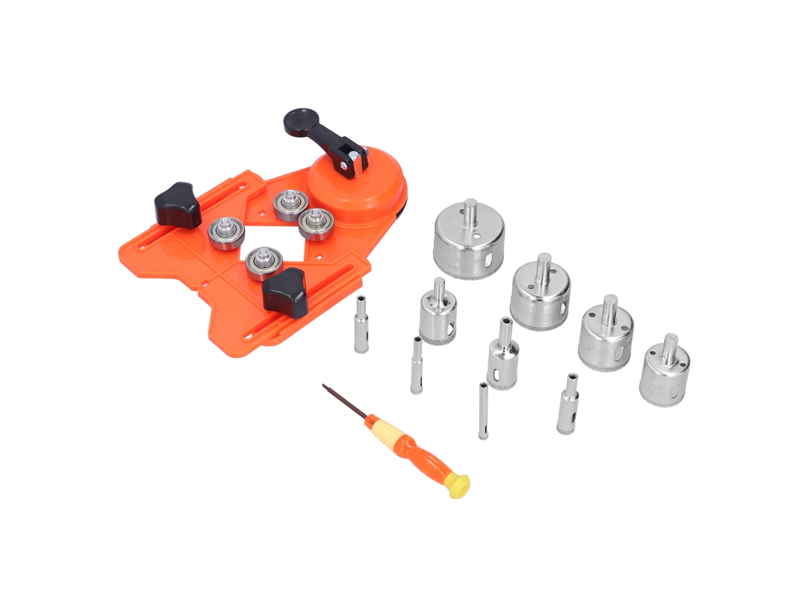 Conjunto de brocas diamantadas para corte de azulejos cerâmicos com guia (laranja)