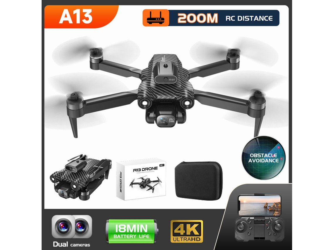 A13 Mini Rc Drone Bestvite (4k Bateria Duração 18 Min Preto)