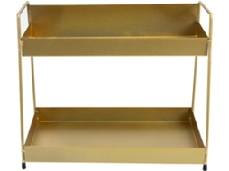 Organizador De Mesa Para Cosméticos Com Prateleira Dupla Em Ferro Dourado