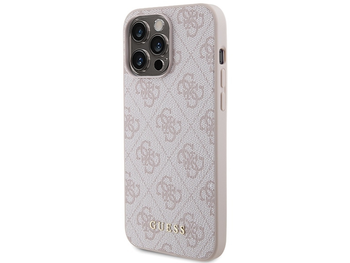 Capa Logótipo Dourado para iPhone 15 Pro Max GUESS Rígida Rosa