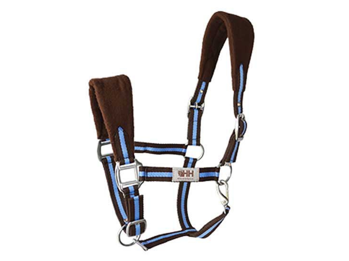 Mosquetão Forrado de Lã Duplo Acolchoado Nylon Azul Ponyhispano Hipica