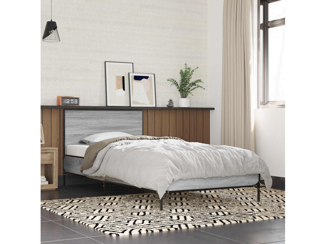 Vidaxl Estrutura De Cama Com Cabeceira Sonoma Cinzento 80 X 200 Cm
